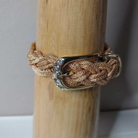 Pretty Gold Tone Belt Bracelet - Picture 1 of 12